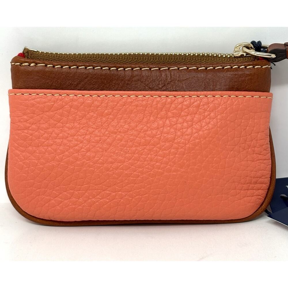 Dooney & Bourke Pebble Grain Coin Case Coral Zippered Pouch Interior Key Ring - Picture 12 of 14